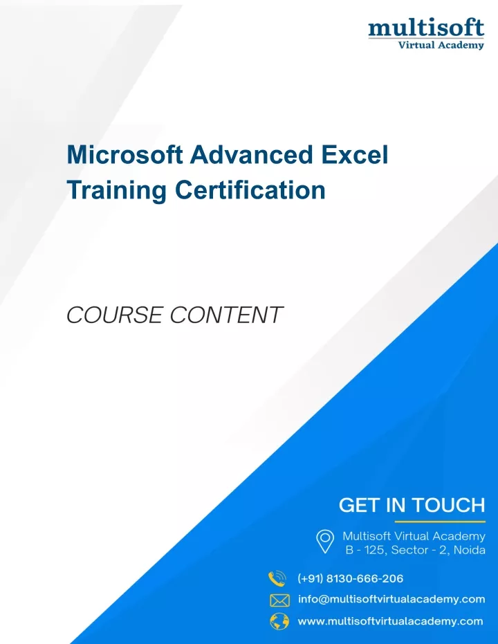 microsoft advanced excel training certification