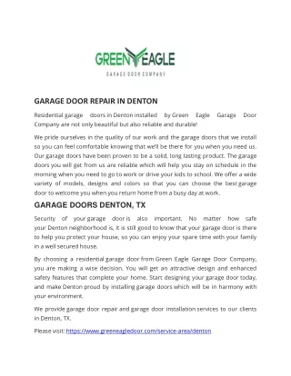 garage door repair in denton