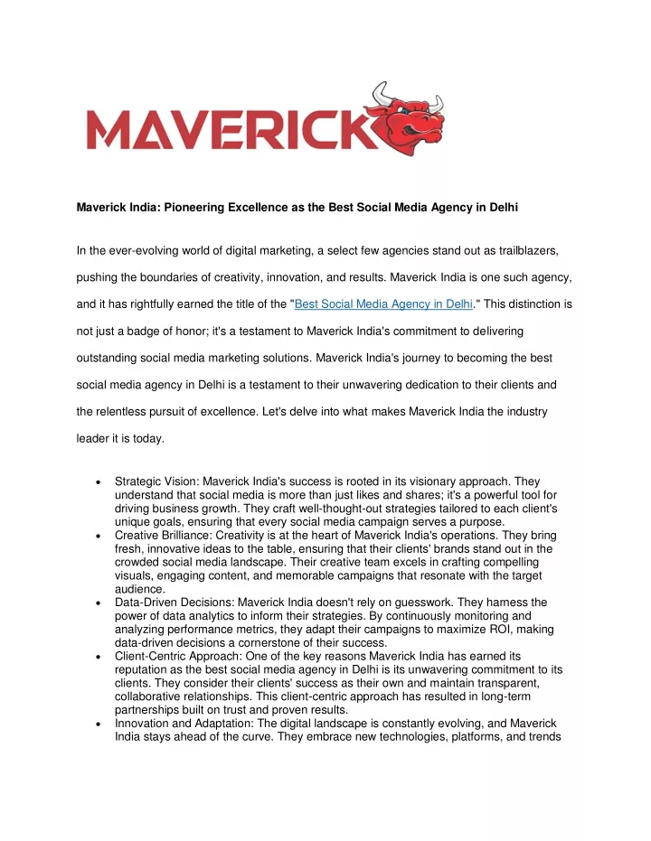 maverick india pioneering excellence as the best