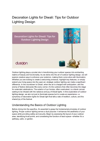 Decoration Lights for Diwali_ Tips for Outdoor Lighting Design
