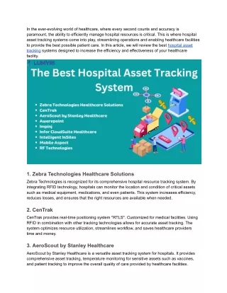 The Best Hospital Asset Tracking System
