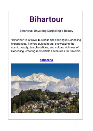 Bihartour: Unveiling Darjeeling's Beauty