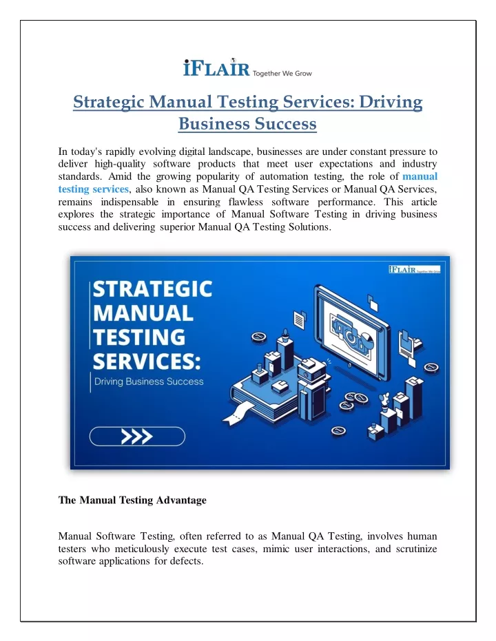 strategic manual testing services driving