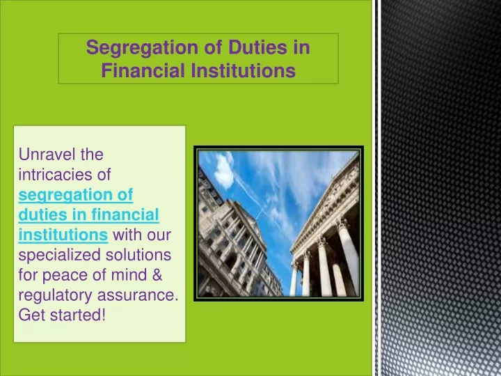 segregation of duties in financial institutions