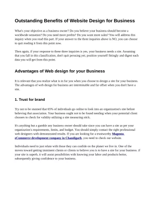 outstanding benefits of website design