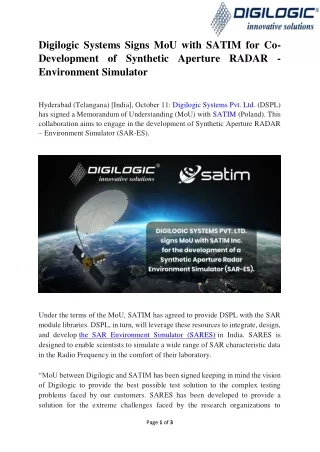 digilogic systems signs mou with satim