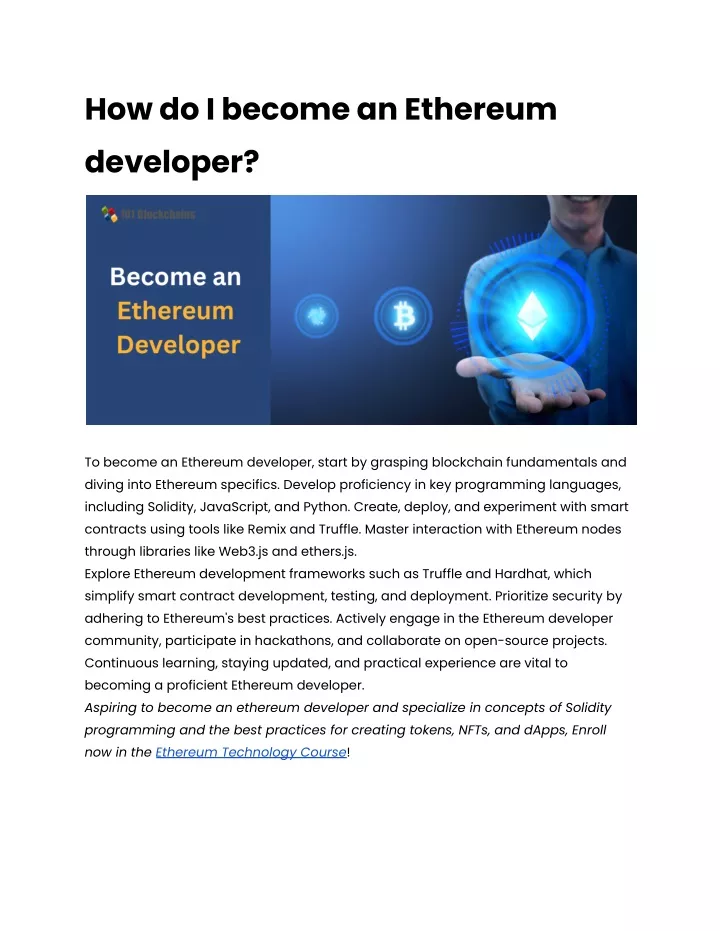 how do i become an ethereum developer