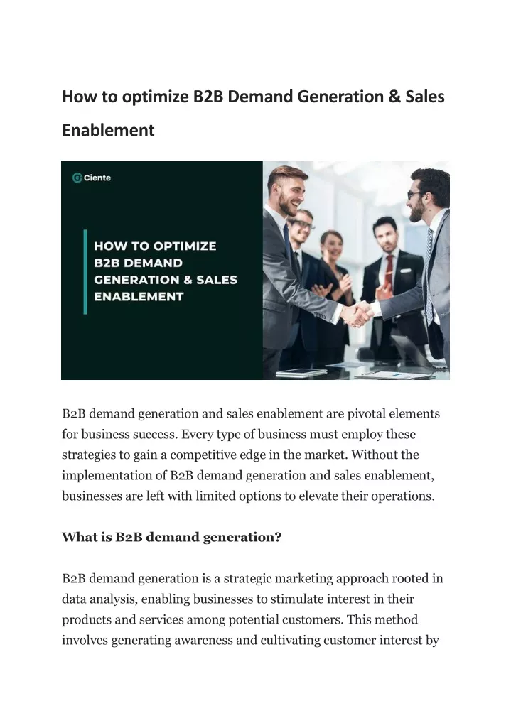 PPT - How To Optimize B2B Demand Generation PowerPoint Presentation ...