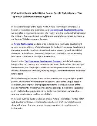 Netzila Technologies - Your Top-notch Web Development Agency 2023