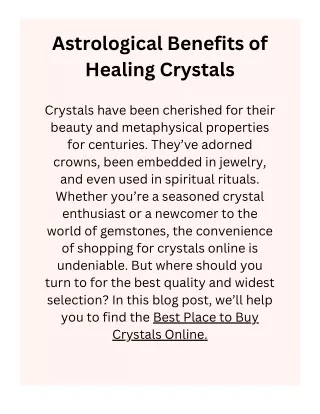 Astrological benefits of healing crystals