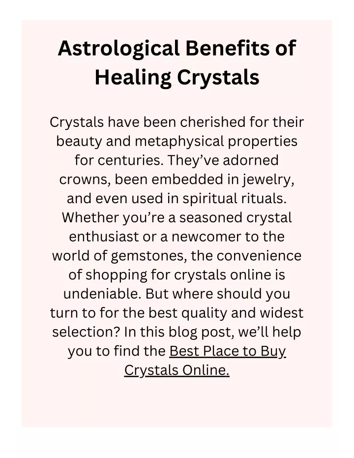 astrological benefits of healing crystals