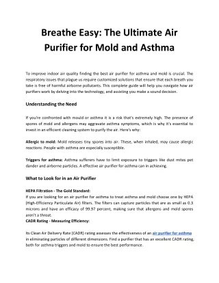 air purifier for asthma