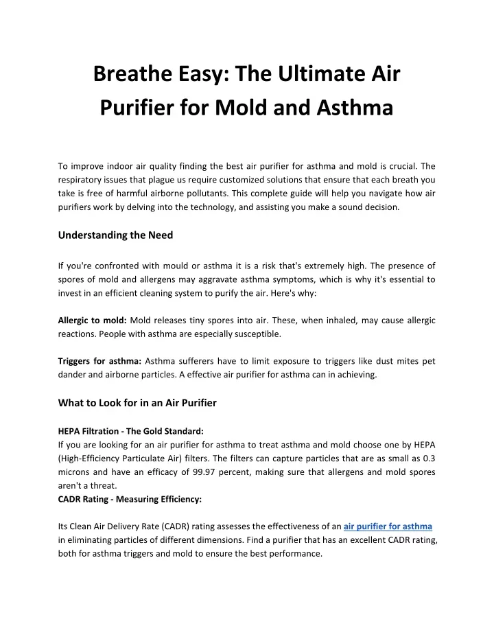 breathe easy the ultimate air purifier for mold
