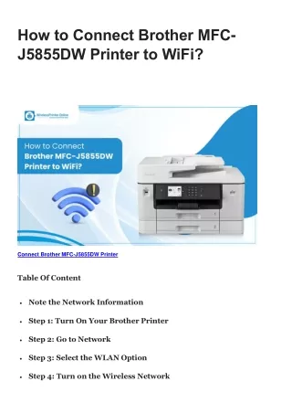 How to Connect Brother MFC-J5855DW Printer to WiFi