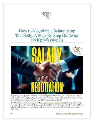 How to Negotiate a Salary using TrueSelfy - A Step-By-Step Guide for Tech professionals