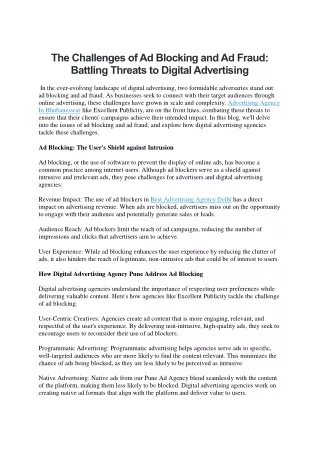 The Challenges of Ad Blocking and Ad Fraud Battling Threats to Digital Advertising