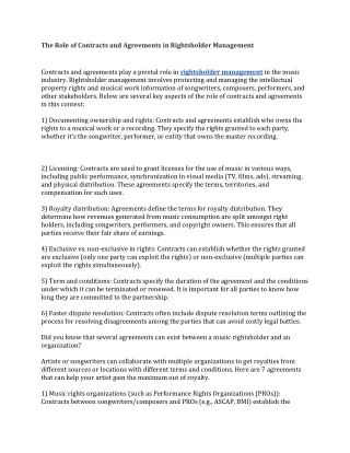the role of contracts and agreements