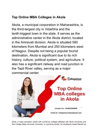 Top Online MBA Colleges in Akola