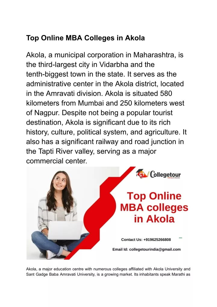 top online mba colleges in akola