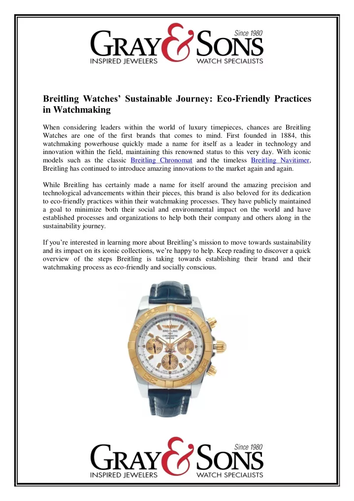 breitling watches sustainable journey