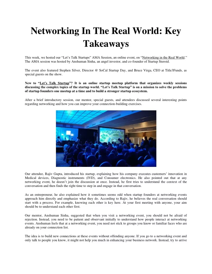 networking in the real world key takeaways