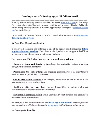 development of a dating app 5 pitfalls to avoid