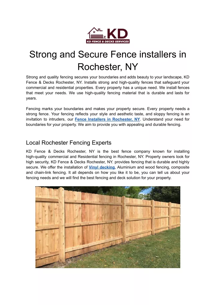 strong and secure fence installers in rochester ny