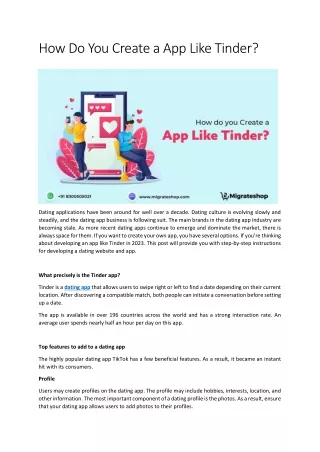 How Do You Create a App Like Tinder-Migrateshop