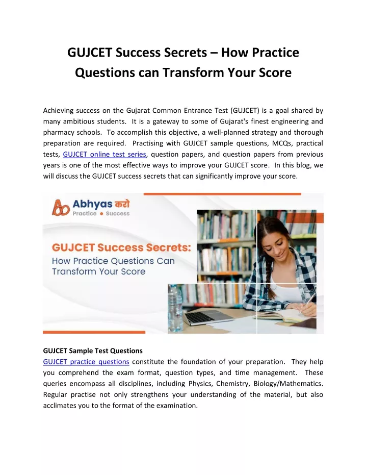 gujcet success secrets how practice questions