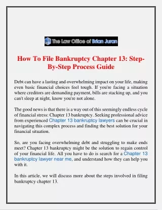 How To File Bankruptcy Chapter 13 Step By Step Process Guide