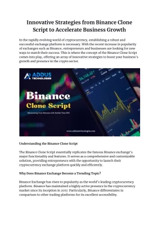Innovative Strategies from Binance Clone Script to Accelerate Business Growth