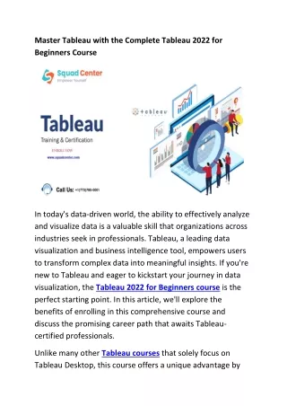 Master Tableau with the Complete Tableau 2022 for Beginners Course