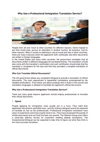 why use a professional immigration translation