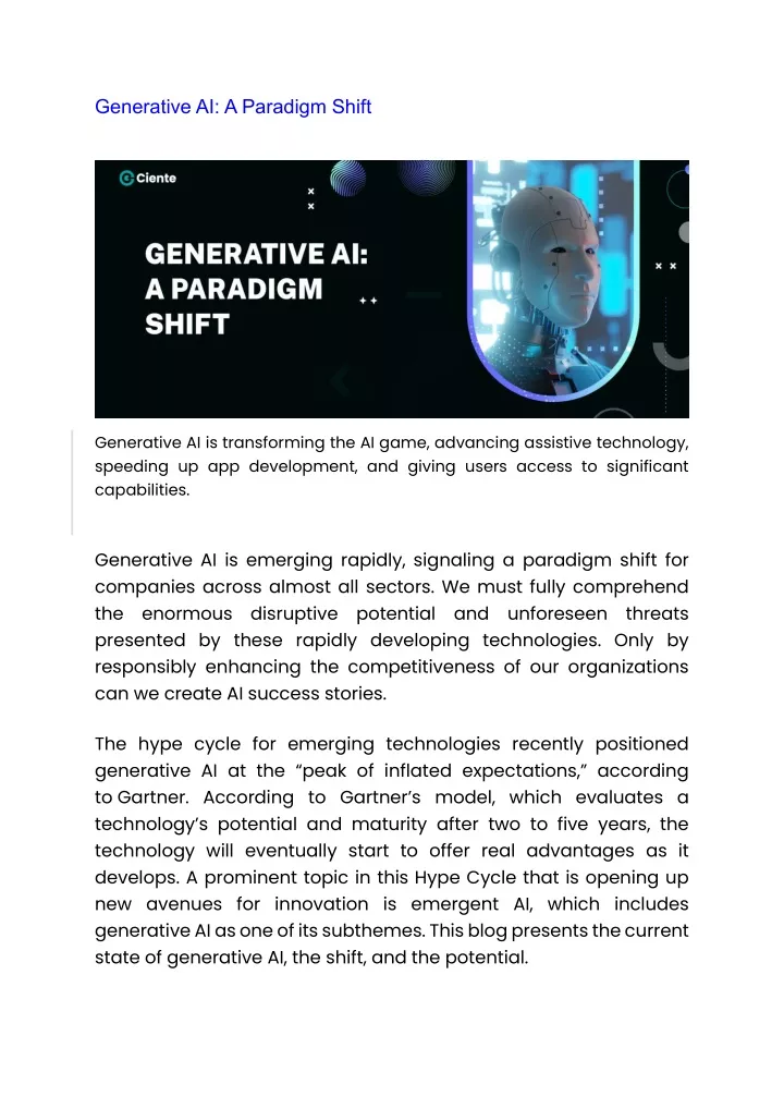 PPT - Generative AI: A Paradigm Shift PowerPoint Presentation, Free ...