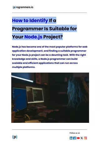 How to Identify If a Programmer Is Suitable for Your Node.js Project?
