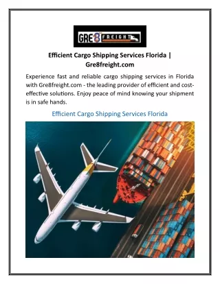 Efficient Cargo Shipping Services Florida