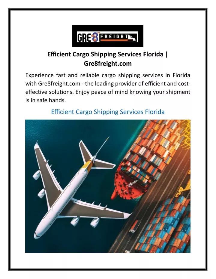 efficient cargo shipping services florida