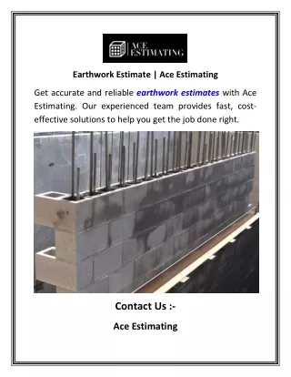 Earthwork Estimate   Ace Estimating