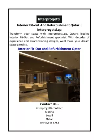 Interior Fit-out And Refurbishment Qatar  Interprogetti.qa