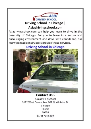 Driving School In Chicago  Asiadrivingschool.com
