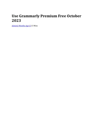 Use Grammarly Premium Free October 2023