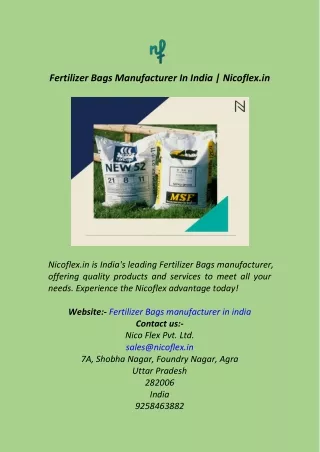 Fertilizer Bags Manufacturer In India  Nicoflex.in