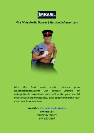 Hire Male Exotic Dancer  Hardbodydancer.com