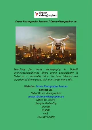 Drone Photography Services  Dronevideographer.ae