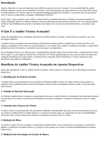 Como utilizar a análise técnica avançada para prever resultados em apostas despo