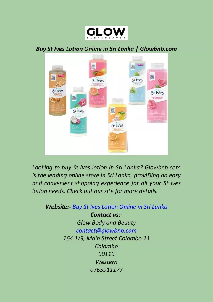 buy st ives lotion online in sri lanka glowbnb com