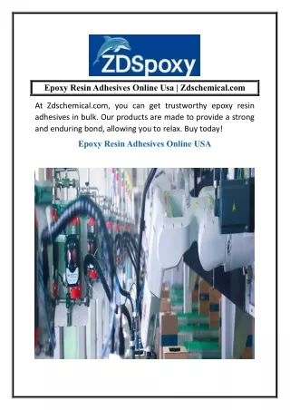 Epoxy Resin Adhesives Online Usa  Zdschemical