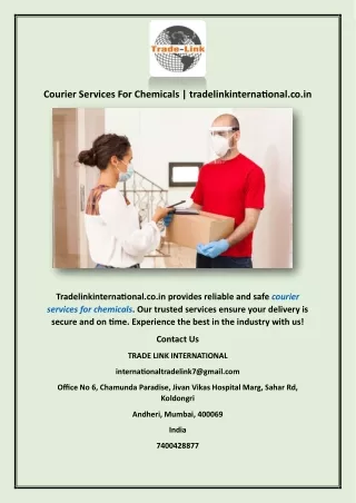 Courier Services For Chemicals | tradelinkinternational.co.in