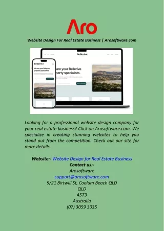 Website Design For Real Estate Business  Arosoftware.com