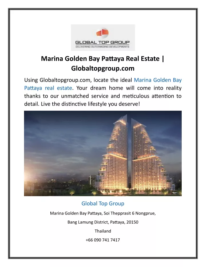 marina golden bay pattaya real estate